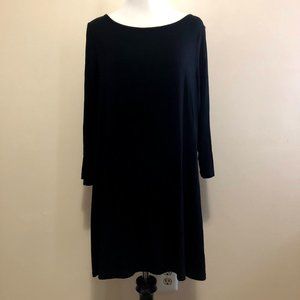 Free to Live 3-4 Sleeve Black Tunic Top (L)